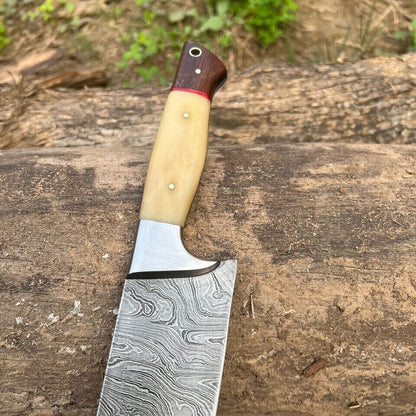 Unique Handmade Damascus Steel Gut Hook Knife – Outdoor & Tactical Use