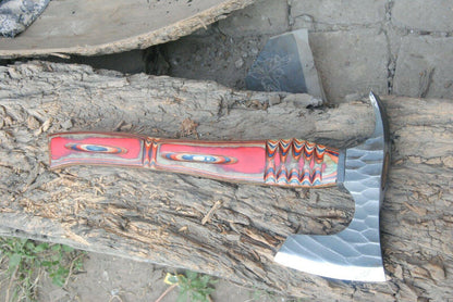 Hand Forged Viking Tomahawk Throwing Axe 17 Inch High Carbon Steel with Walnut Wood Handle and Leather Sheath