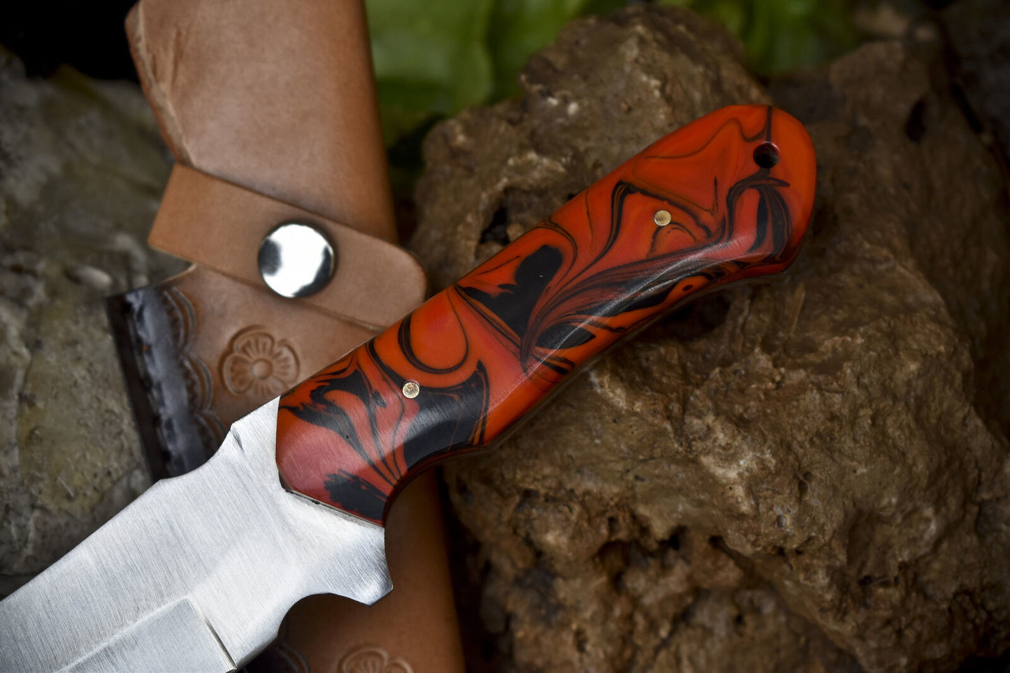 Skinner Knife 440C Steel with Micarta Handle – 9" Rare Hunting Knife with Leather Sheath