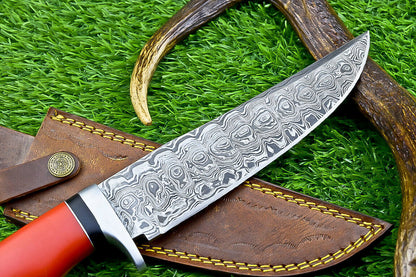 Heritage Forge Custom Damascus Steel Bowie Knife with Resin Handle for Hunting and Camping
