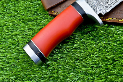 Heritage Forge Custom Damascus Steel Bowie Knife with Resin Handle for Hunting and Camping