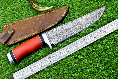 Heritage Forge Custom Damascus Steel Bowie Knife with Resin Handle for Hunting and Camping