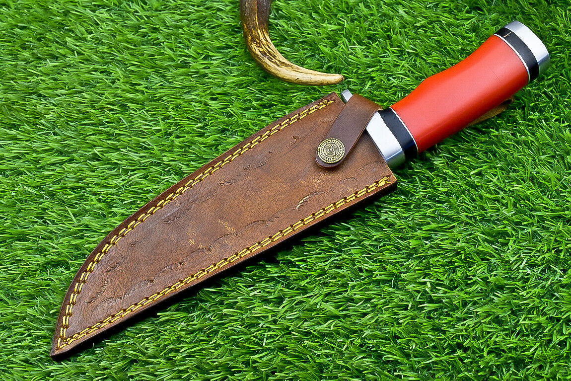 Heritage Forge Custom Damascus Steel Bowie Knife with Resin Handle for Hunting and Camping
