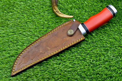 Heritage Forge Custom Damascus Steel Bowie Knife with Resin Handle for Hunting and Camping