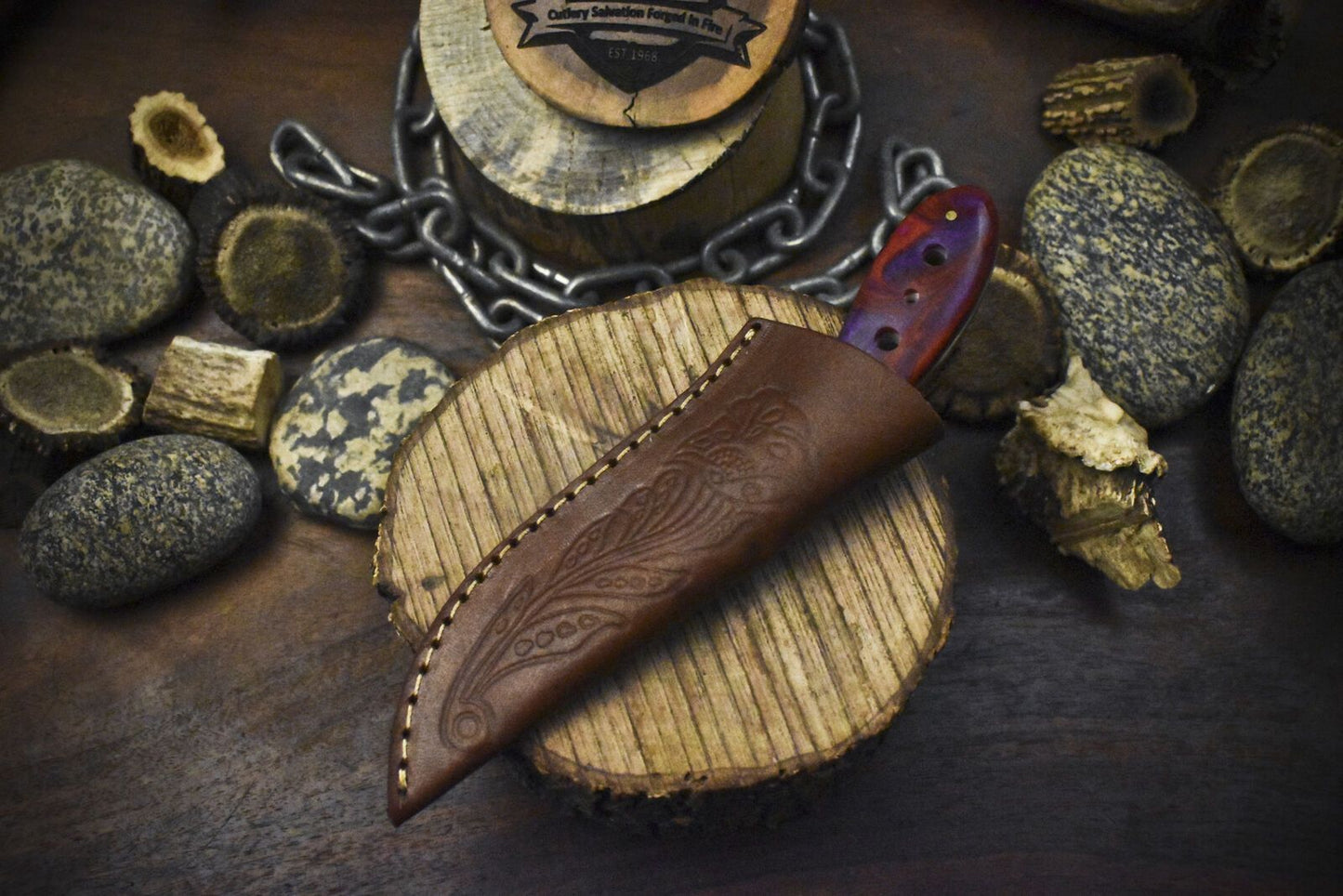 Custom Forged Twist Damascus Skinner Knife with Micarta Handle for Sports and Hunting
