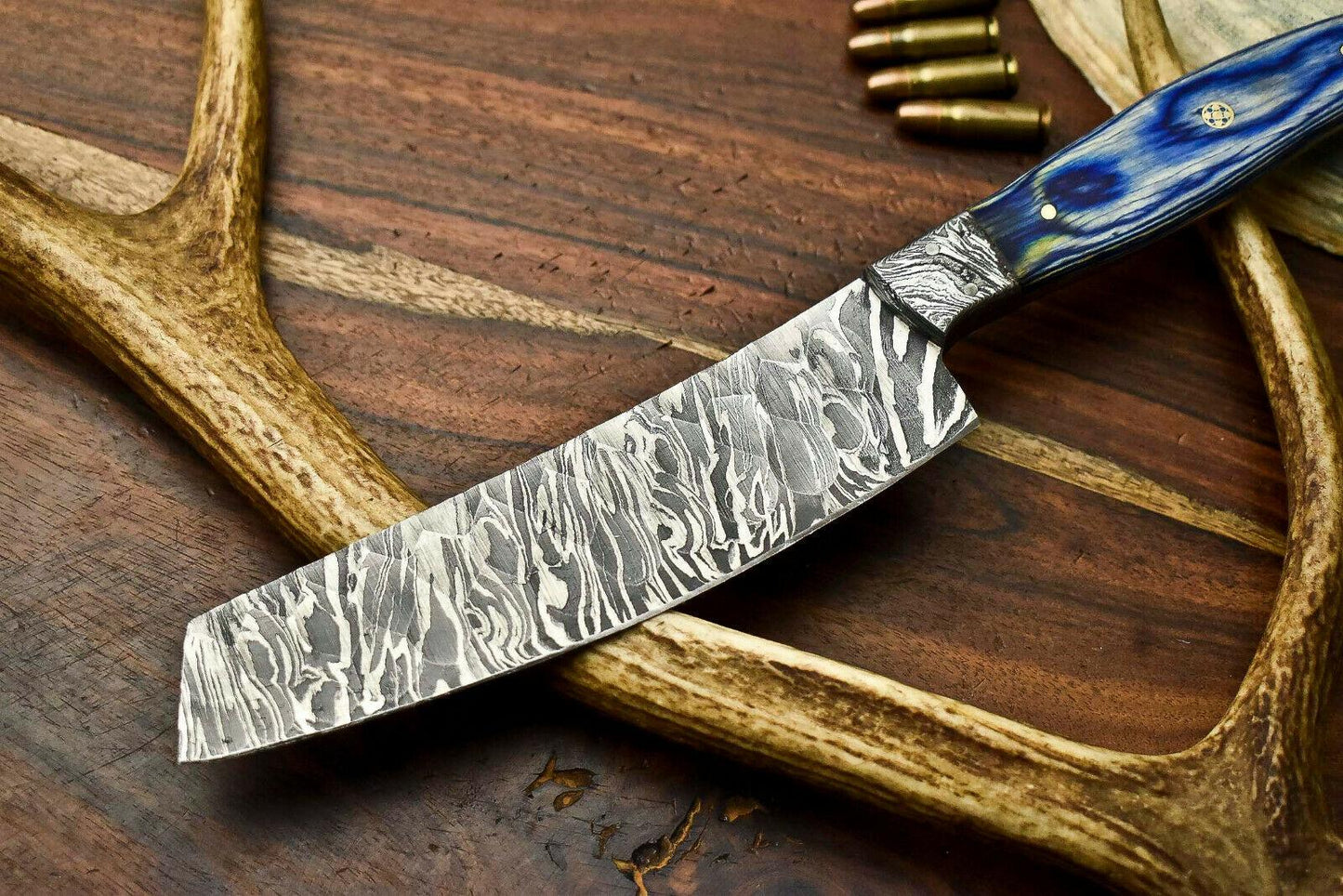 Handmade Damascus Steel Chef Kitchen Full Tang Knife with Hardwood Handle