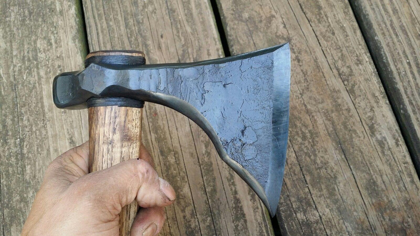 Custom Viking Inspired Hand Axe | Hand-Forged 4140 Steel Tomahawk with Hickory Handle