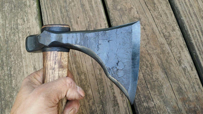 Custom Viking Inspired Hand Axe | Hand-Forged 4140 Steel Tomahawk with Hickory Handle