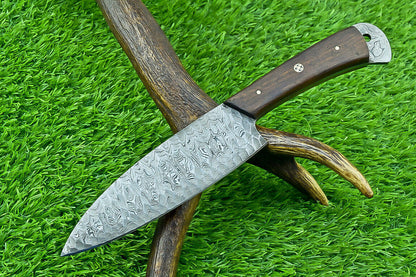 Stunning Hand-Forged Damascus Steel Kitchen & Chef Knife – Hunting & Camping EDC