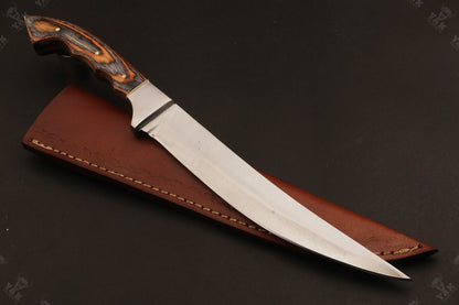 13.5" Custom Handmade D2 Steel Fillet Knife Best Fillet Knife & Sharp Fillet Knife W/Sheath