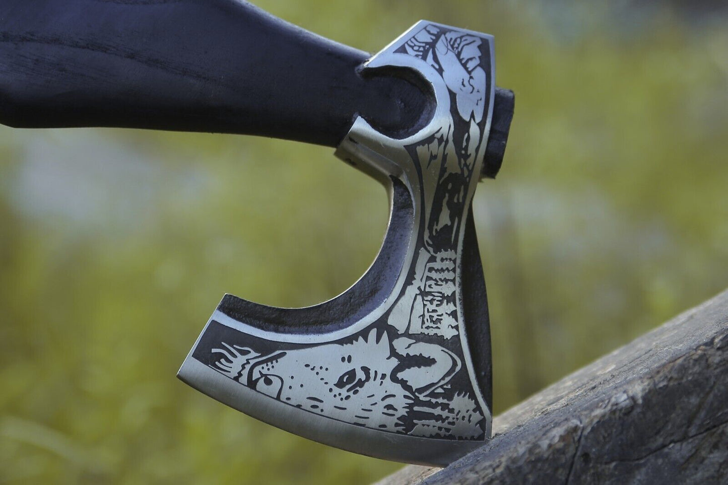 Viking Axe, Custom Gift Forged Carbon Steel Bearded Camping Hatchet
