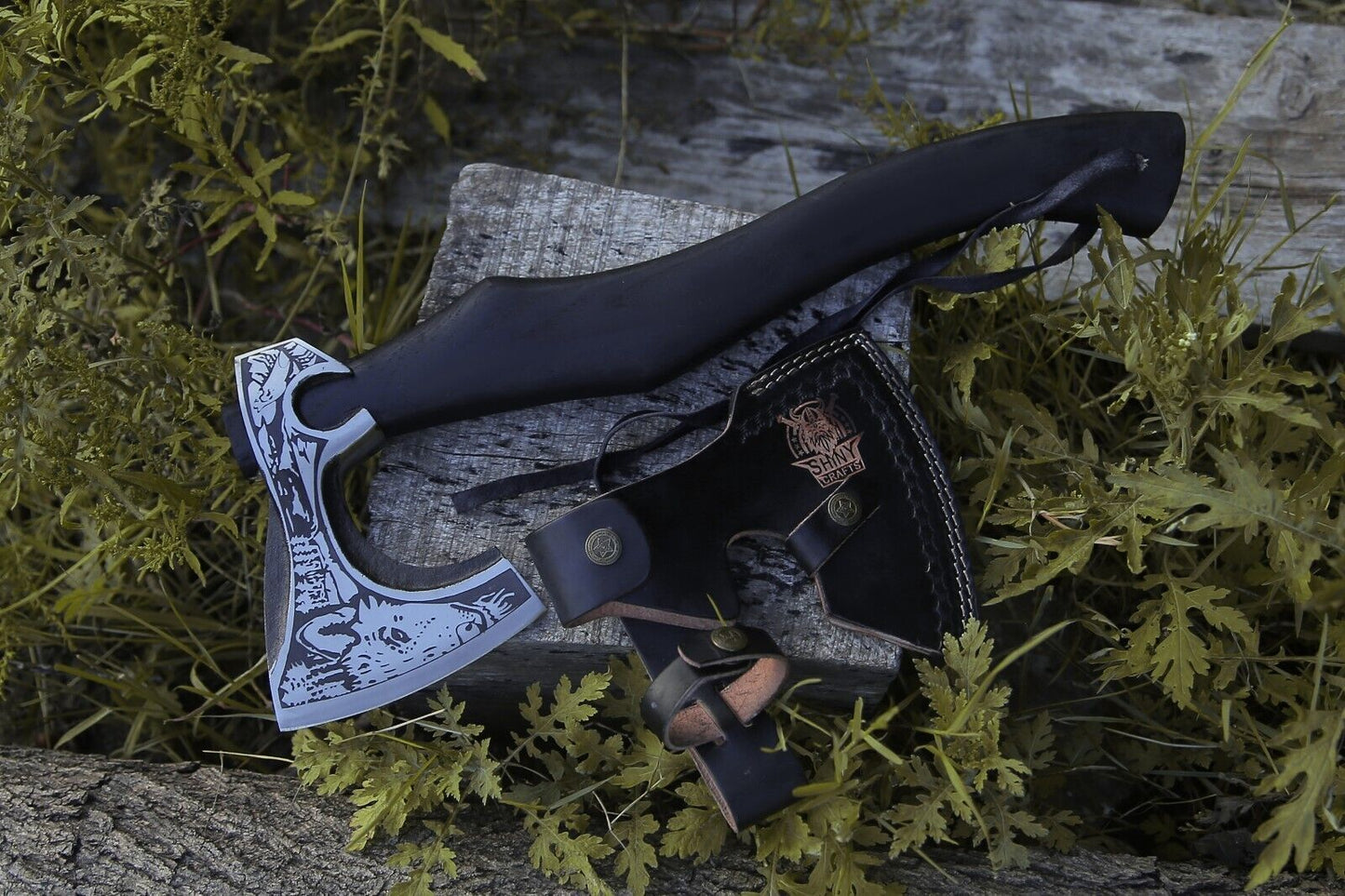 Viking Axe, Custom Gift Forged Carbon Steel Bearded Camping Hatchet