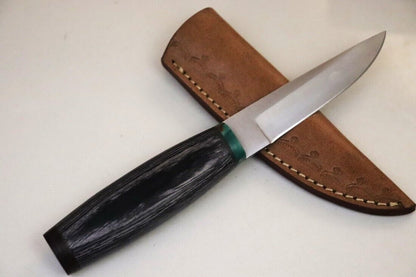 D2 Tool Steel Hunting Skinner Knife – 4.5" Blade with Hardwood Handle & Leather Sheath