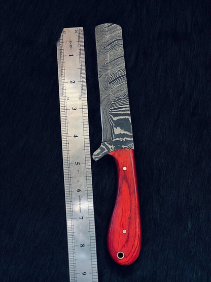 Heritage Forge 9 Inch Damascus Steel Cowboy Bowie Knife with Camel Bone and Wood Handle