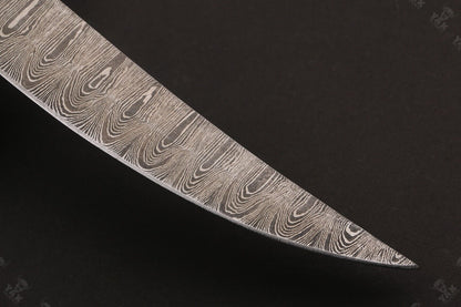 12" Hand Forged Twist Damascus Fillet Knife & Damascus Steel Fillet Knife With Leather Sheath