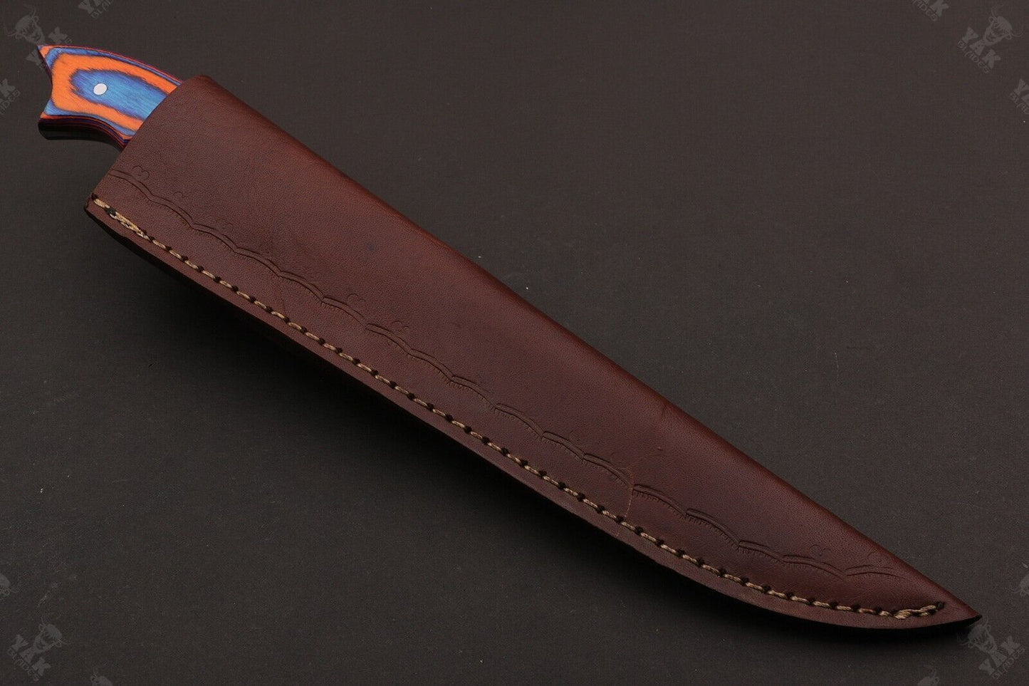 12" Hand Forged Twist Damascus Fillet Knife & Damascus Steel Fillet Knife With Leather Sheath