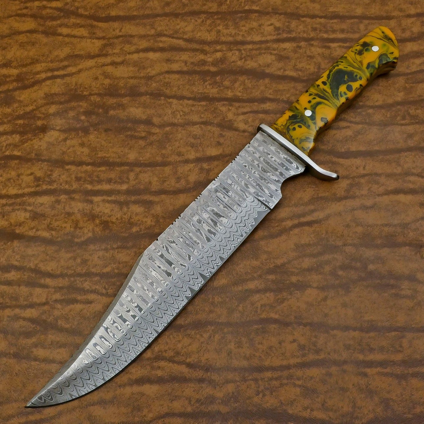 Heritage Forge Full Tang Handmade Damascus Steel Bowie Hunting Knife Resin Handle