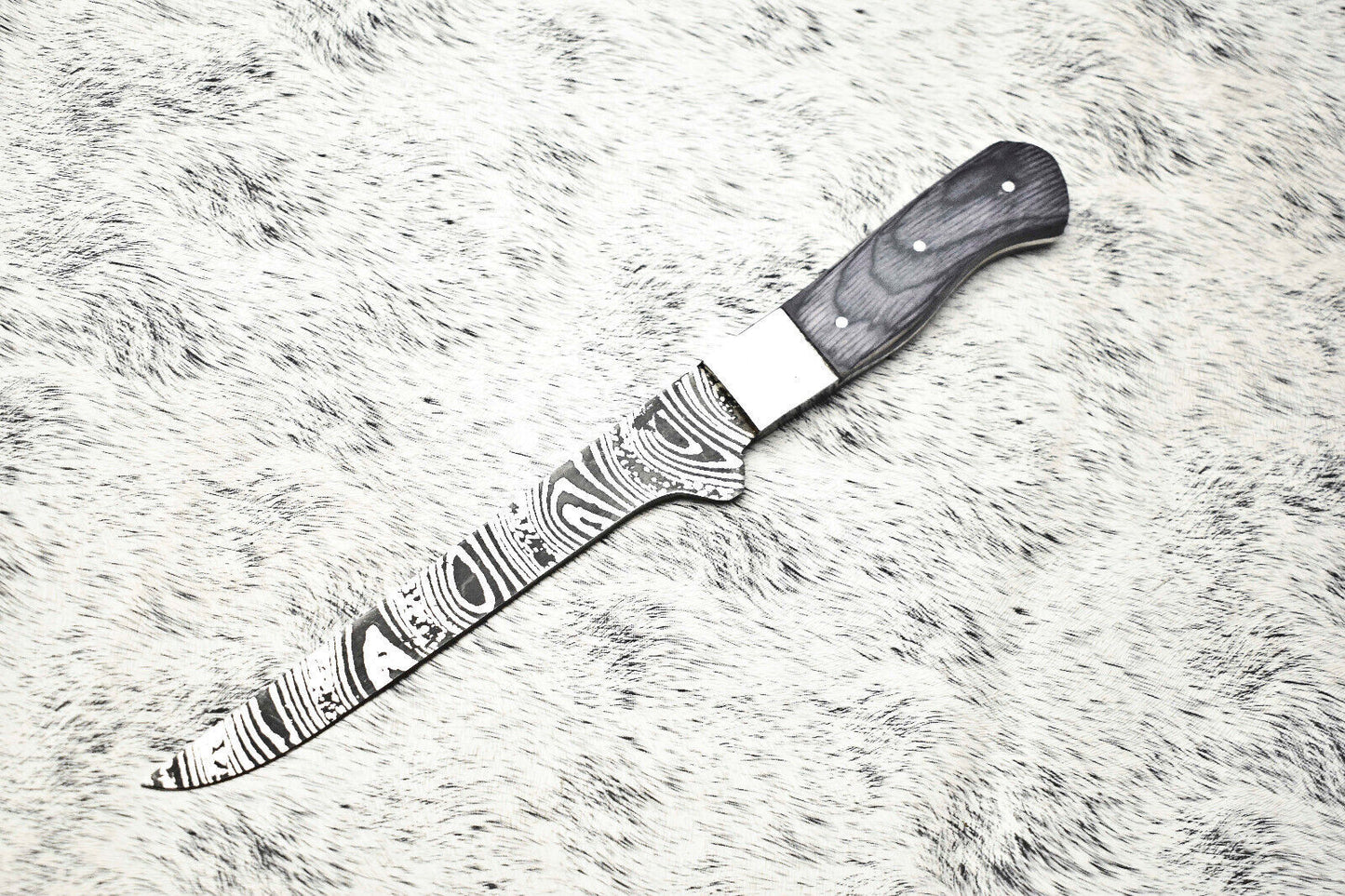 Fine Custom Handmade Damascus Steel Chef Knife – 11" Full Tang Sport Knife with Leather Sheath
