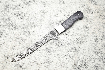 Fine Custom Handmade Damascus Steel Chef Knife – 11" Full Tang Sport Knife with Leather Sheath