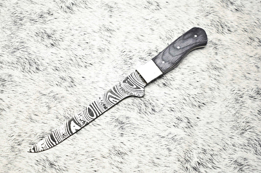 Fine Custom Handmade Damascus Steel Chef Knife – 11" Full Tang Sport Knife with Leather Sheath