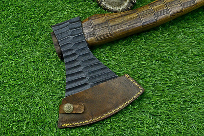 Authentic Viking Tomahawk – Handcrafted Carbon Steel Axe with Leather Sheath