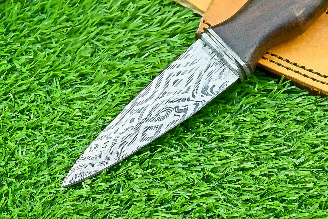 9 Inch Damascus Steel Dagger Knife with Natural Wood Handle