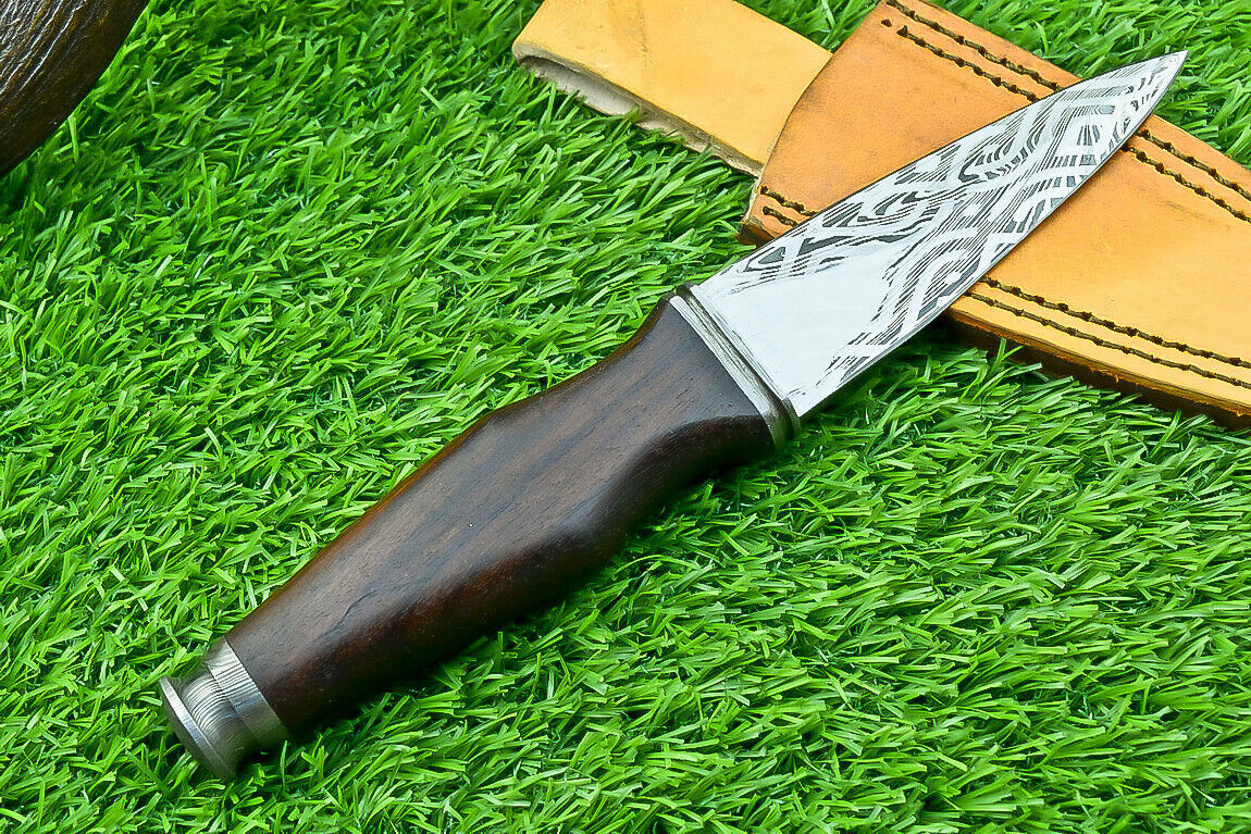 9 Inch Damascus Steel Dagger Knife with Natural Wood Handle