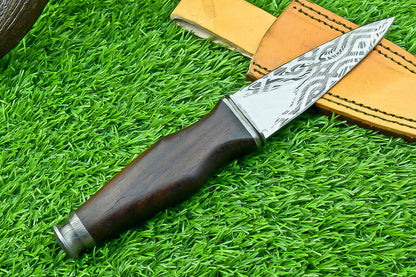 9 Inch Damascus Steel Dagger Knife with Natural Wood Handle
