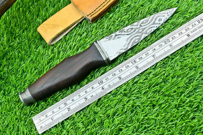 9 Inch Damascus Steel Dagger Knife with Natural Wood Handle