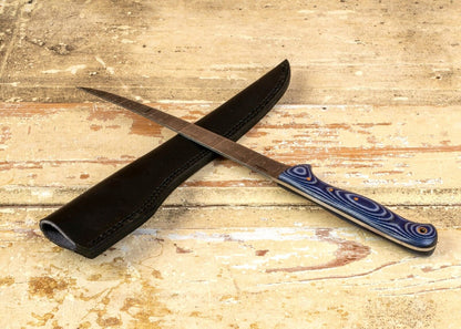 12.7” Custom Fillet Knife Damascus Fillet Knife with Micarta Handle & Leather Sheath