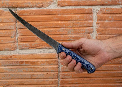12.7” Custom Fillet Knife Damascus Fillet Knife with Micarta Handle & Leather Sheath