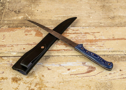 12.7” Custom Fillet Knife Damascus Fillet Knife with Micarta Handle & Leather Sheath