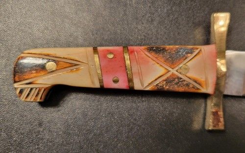 Handmade Hunting Skinner Knife – AUS-8 Stainless Steel Blade with Camel Bone Handle & Sheath