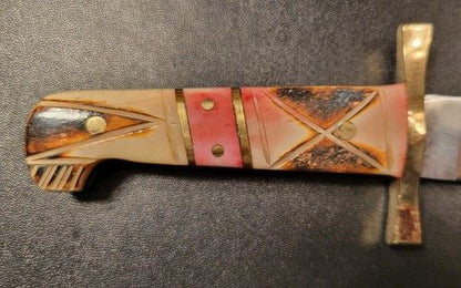 Handmade Hunting Skinner Knife – AUS-8 Stainless Steel Blade with Camel Bone Handle & Sheath