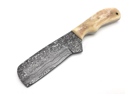Custom Hand Forged Damascus Steel Bull Cutter Knife 8" Hunting Knife with Camel Bone Handle
