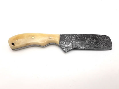 Custom Hand Forged Damascus Steel Bull Cutter Knife 8" Hunting Knife with Camel Bone Handle