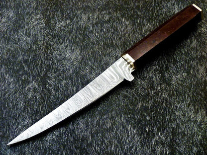 12" Custom Hand Forged Damascus Steel Chef Knife – Kitchen & Camping Knife with Resin Handle