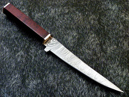 12" Custom Hand Forged Damascus Steel Chef Knife – Kitchen & Camping Knife with Resin Handle