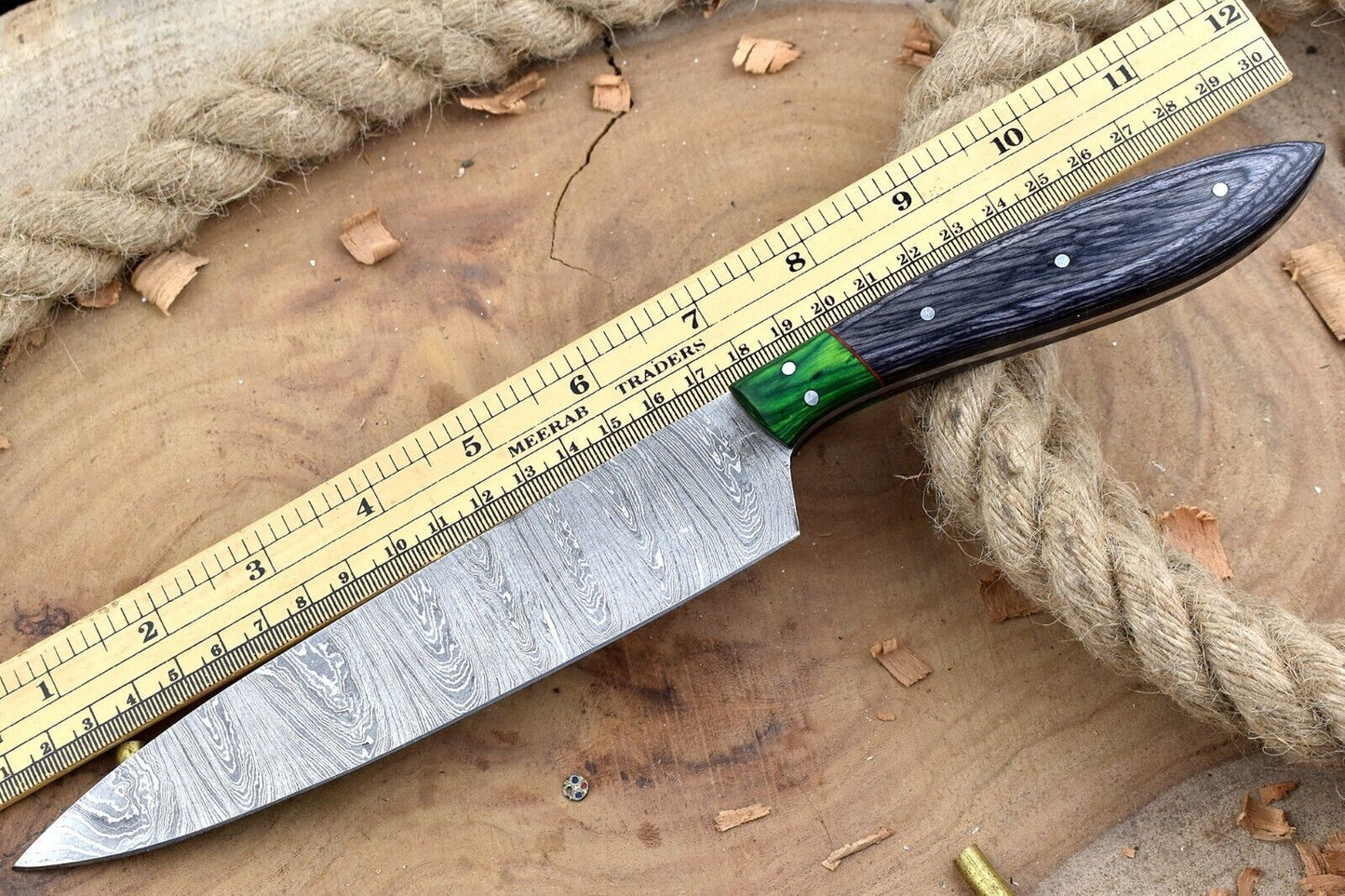 Custom Handmade Forged Damascus Steel Kitchen Chef Knife – Black Dollar Sheet Handle