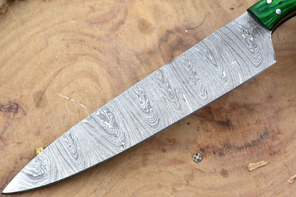 Custom Handmade Forged Damascus Steel Kitchen Chef Knife – Black Dollar Sheet Handle