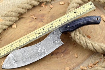 Custom Handmade Forged Damascus Steel Kitchen Chef Knife with Black Dollar Sheet Handle
