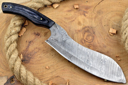 Custom Handmade Forged Damascus Steel Kitchen Chef Knife with Black Dollar Sheet Handle