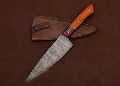 Premium Handmade Damascus Steel Fillet & Chef Knife with Ergonomic Pakka Wood Handle