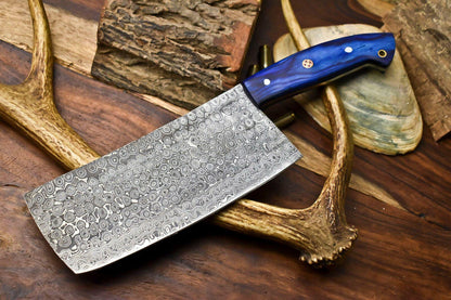 Custom Handmade Damascus Steel Chef Chopper Knife – Full Tang Kitchen Knife