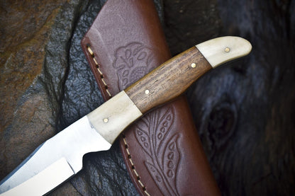 10" Hand Forged Skinner Knife | 440C Steel Blade | Walnut Wood Handle | Outdoor & Hunting