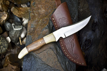10" Hand Forged Skinner Knife | 440C Steel Blade | Walnut Wood Handle | Outdoor & Hunting