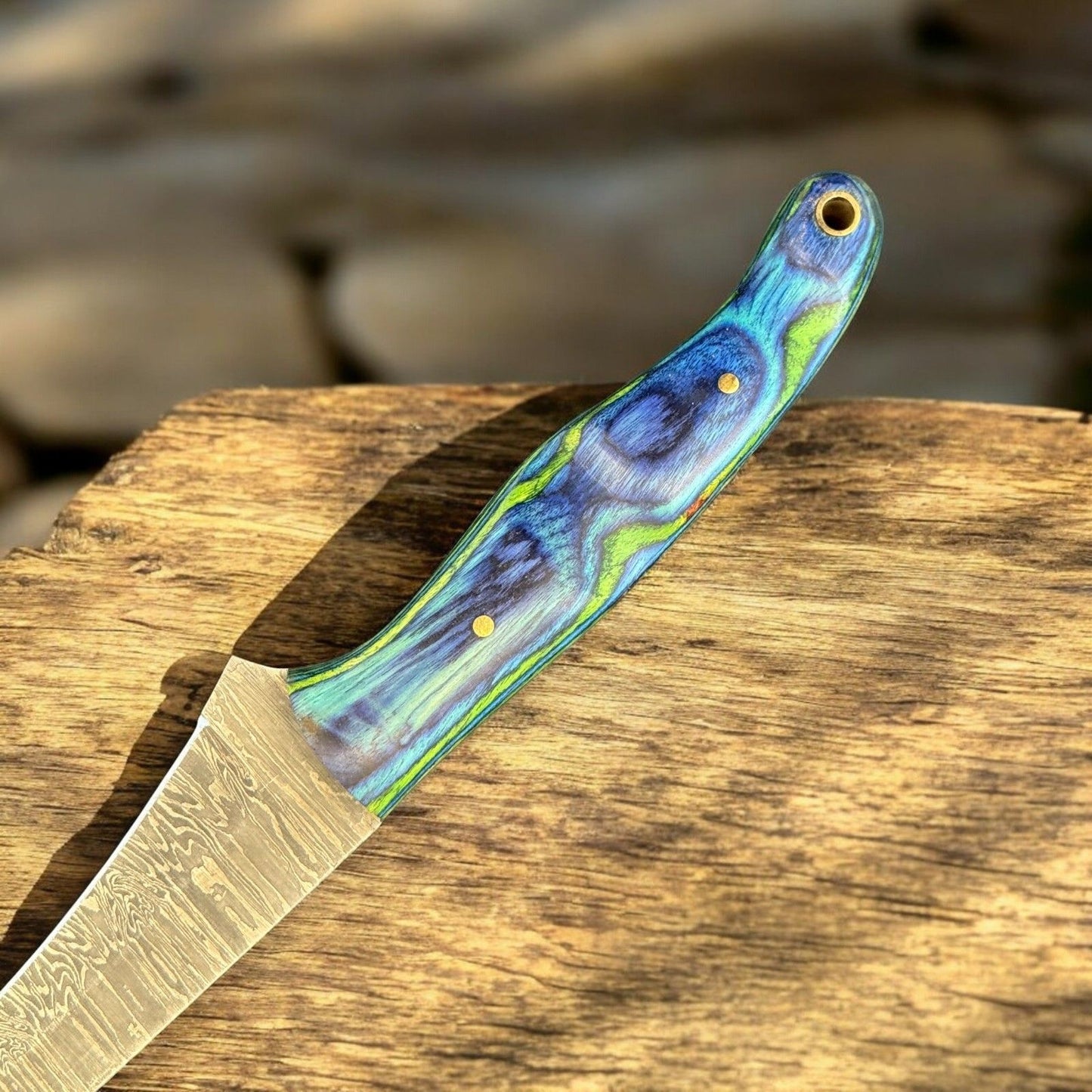 12" Handmade Damascus Fillet Knife & Kitchen Knife W/Sheath & Wood handle