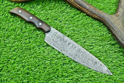Stunning Hand Forged Damascus Steel Blade Kitchen Chef Knife, Kitchen Knife, Perfect for Professional and Home Use