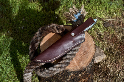 Forged Skinner Knife Twist Damascus Hard Wood Wooden Bolster Outdoor