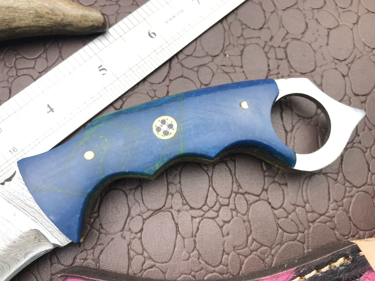 8" Custom Handmade Best Damascus Karambit Damascus Steel Karambit Knife with Resin Handle